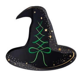 Bonjour Fete - Platos de papel para fiesta de sombrero de bruja negro, tamaño de postre | Suministros de fiesta premium | celebraciones de Halloween, 