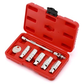 CASOMAN Juego de bujías de 3/8 pulgadas, 6 puntos, incluye barra de extensión, junta universal y ranura de bujía, juego de 8 piezas, acero CR-V