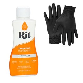 Dye – Rit Liquid Fabric Dye for Crafting, Clothing, and Décor – 8 oz. Bottle – with Artisx Nitrile Gloves Included (Tangerine)