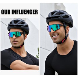 DUCO Polarized Sunglasses Baseball Sun Glasses Lightweight TR90 Frame UV400 Sports Cycling Shades for Men Women DC0023 (Black Frame Green Temple Revo Blue Lens)