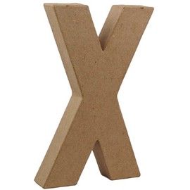 Country Love Crafts 8.25-inch/ 20.5cm 3D Letter X Papier Mache, Beige