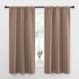 NICETOWN Cortinas Opacas para Ventana de Cocina, Tratamiento de Ventana, Aislamiento térmico, Bolsillo para Barra, pequeñas Cortinas Opacas para Dormitorio/Cocina (Moca, 1 Par, 86 x 160 cm)