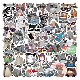 60 Pcs Raccoon Stickers for Water Bottles, Kawaii Cartoon Raccoon Stickers Pack for Kids Boys Girls, Cute Animal Vinyl Waterproof Stickers and Decals for Laptop Motorcycle Computer Skateboard