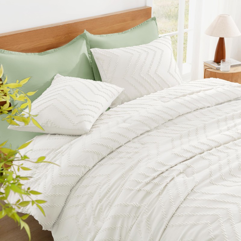 Litanika Comforter Super King Plus Size Set Ivory, 3 Pieces