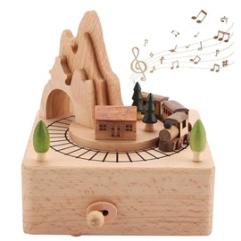 ZPSHYD Music Box, Wooden Music Box Craft with Movable Magnetic Train, Suitable as Craft Decoration, Gift