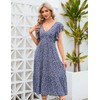 MURMUREY Women 2023 Summer Casual Floral Print Short Flutter Sleeve