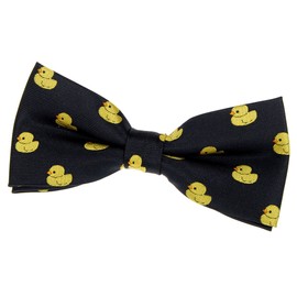 Retreez Men Classic Rubber Duck Woven Pre-tied Bow Tie (4.5") - Black