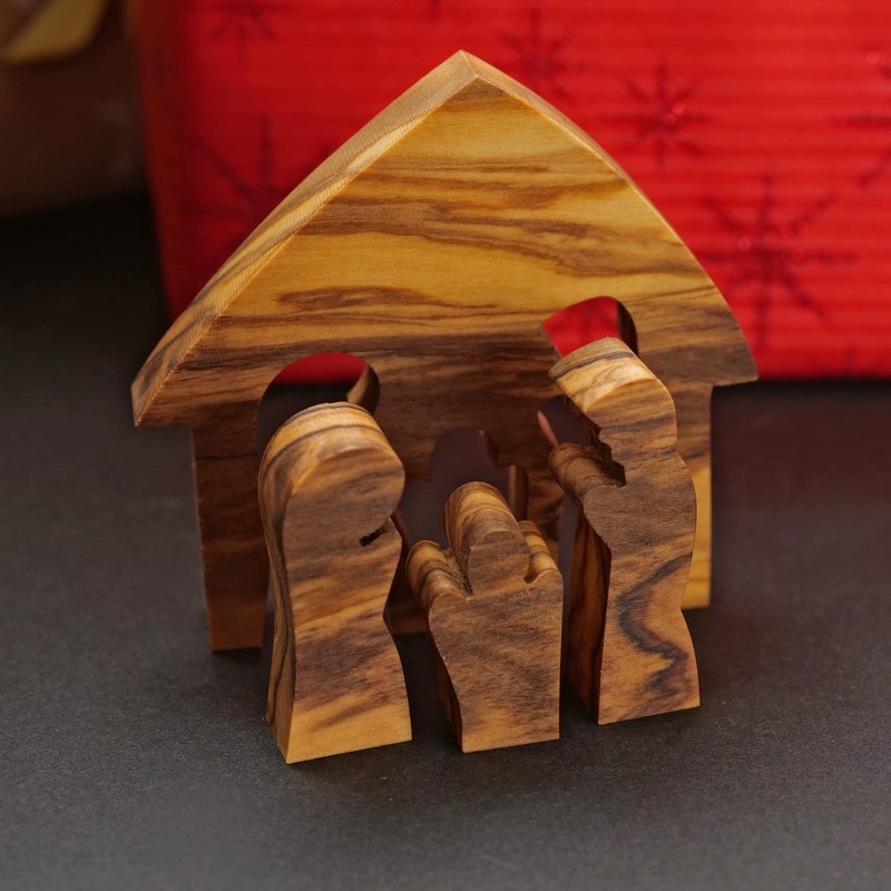 KASSIS Olive Wood Christmas Decoration Nativity Scene Puzzle Table Decoration