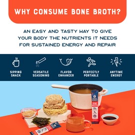 Bare Bones Bone Broth Instant Powdered Beverage Mix, Ramen, Pack of 16, 15g Sticks, 10g Protein, Keto & Paleo Friendly, Non-GMO, Gluten-Free, Dairy-Free