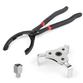 DBREAKS Oil Filter Pliers & Oil Filter Spider, Oil Filter Removal Tool & Oil Change Tool, Adjustable Oil Filter Wrench with Non-Slip Handle, Oil Filter Spider 3 Arms, Oil Filter Claw