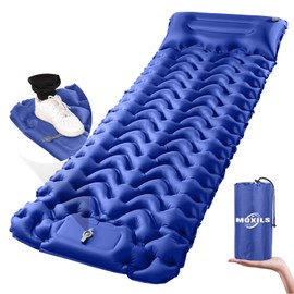 MOXILS Sleeping Pad, Ultralight Inflatable Sleeping Pad for Camping, Built-in Pump, Ultimate for Camping, Hiking, Airpad, Carry Bag, Repair Kit, Compact & Lightweight Air Mattress(Blue)