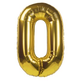 Party Kawaii 32 inch Giant Number Helium Foil Birthday Party Balloons (Gold Number 0)