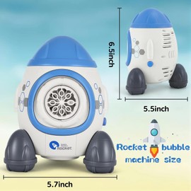 Bubbles Machine for Kids Toddlers Age3 4 5 Years Old Birthday Valentines Day Gifts Unique Cute Baby Outdoor Blue Rocket Bubble Maker Toya Outside Toy Bath Bathtub Blower Game Little Girl Boy Easter