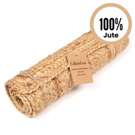 CottonCove Natural Jute Braided Table Runner 36 inches Long - 13x36 Farmhouse Jute Burlap Braided Table Runner - 100% Jute Handcrafted Rustic Vintage Dining Table Runner Natural
