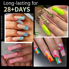 Cycullinyt 160Pcs Square Soft Gel Nail Tips, Natural Square Long Nails, 16 Sizes Full Cover Acrylic Fake Nails Clear False Nail Extension for Beginner and Professional Home Salon DIY