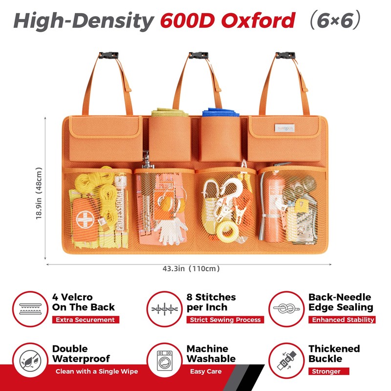 SURDOCA Car Boot Organizer, 4th Gen [8 Upgrades - XL]