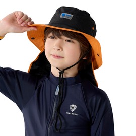 Beams School 120591 Kids Marine Hat UV Protection, black / orange