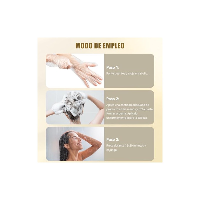 Shampoo para Canas 3 en 1, Shampoo Tinte Instantaneo Cubre