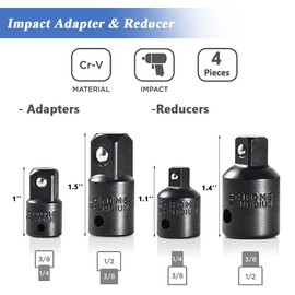 Bestgle 4 Pcs CR-V Impact Adapter and Reducer Set for Ratchets, Ratchet Spanners, Socket Spanners, Torque Spanners, Handles, etc.
