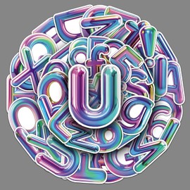 Letter Number Stickers 50 Pack Laptop Stickers,Alphabet Number Vinyl Waterproof Decals for Water Bottles Skateboard Scrapbook Bike Computer,Phone,-Graffiti Decals Pack for Teens Girls Kids