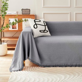 MEETSKY Sofa Covers Couch Covers for 2 Cushion Couch Washable Decorative Sectional Couch Covers Sofa Slipcovers Loveseat Bed Throw Cover for Bedroom, 71" x 102", Large, Gray
