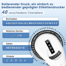 VolenGo Embossing Device 3D Labelling Device Starter Set for Home and Craft and Hobby Projects Black with 5 Label Strips Labelling Device Starter Set