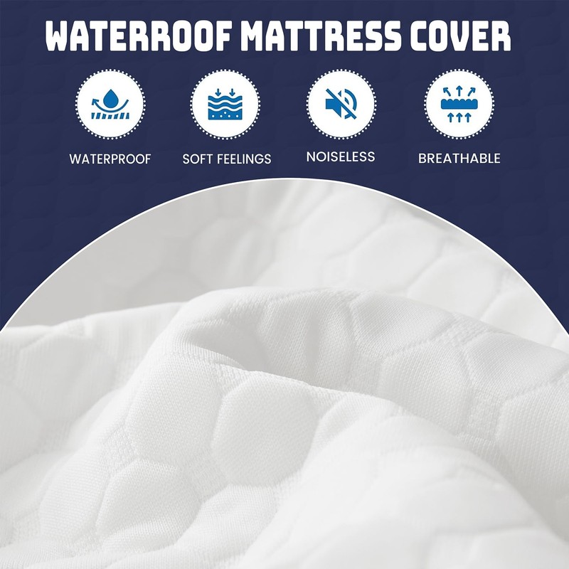 NESTCORE 100% Waterproof Mattress Protector,Twin Size Mattress Pad Noiseless with