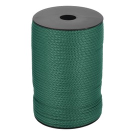 sourcing map 4mm Polypropylene Rope Braided Ropes, 100m Camping Rope Hollow Utility Cord for Clothesline, Hiking, Outdoor, Ink Green