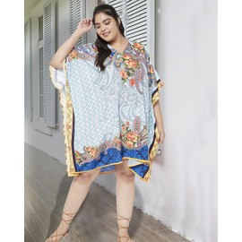 Oussum Gypsie BLU African Dashiki Caftán Túnica Tops Kimono Vestido Verano Noche Tamaño Grande Caftán Cover-Up para Mujer, Azul (Sky Blue), Talla única Más