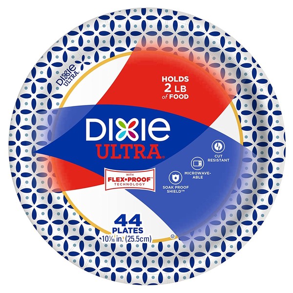 Dixie Ultra Paper Dinner Plates, 10 1/16", 44 Ct
