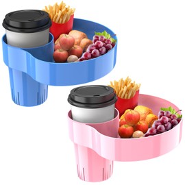 AISHAIDO [2 Packs] Kids Car Seat Tray, Travel Tray with Cup Holder for Toddler, Kids Car Seat Food Snack Tray for Road Trip, Stroller snack tray travel must haves - Pink Color+Blue Color