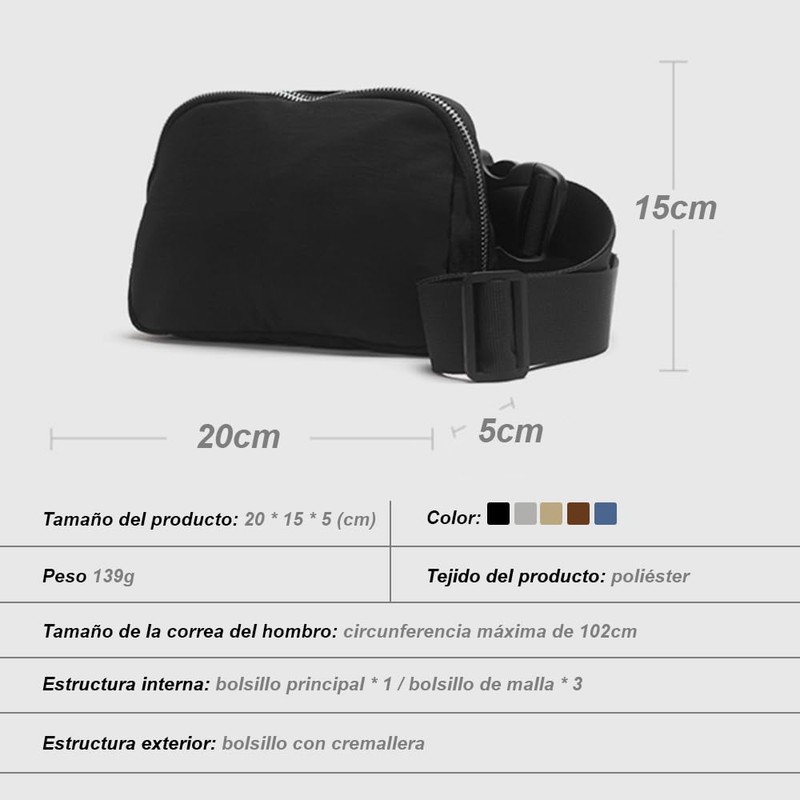 Cangurera Deportiva, Riñoneras Deportiva con Tela Impermeable de Amplia Capacidad,
