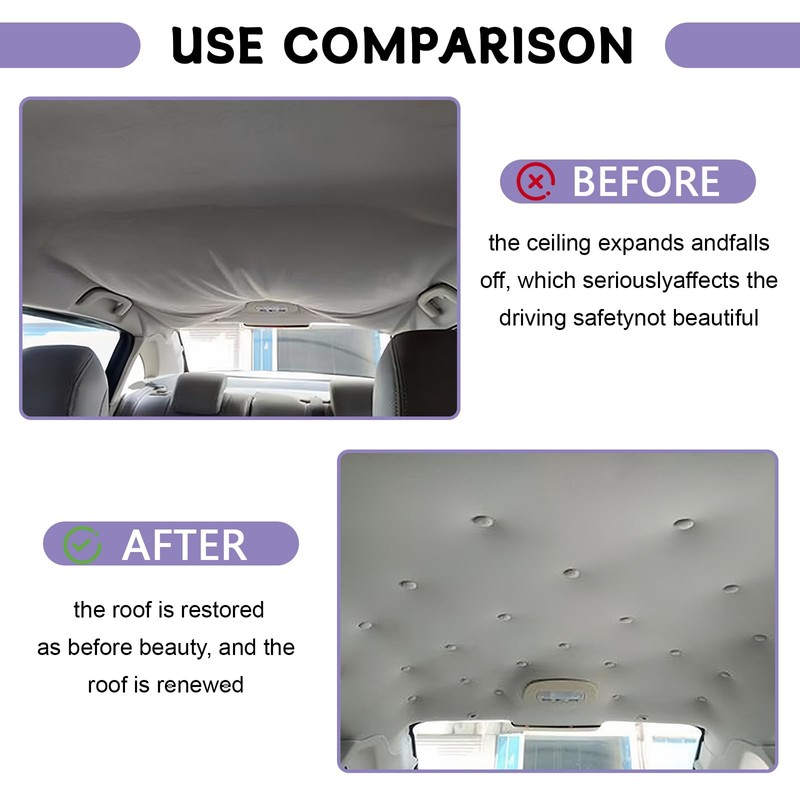 65PCS Car Roof Headliner Repair Kit, Headliner Rivets Button Pins