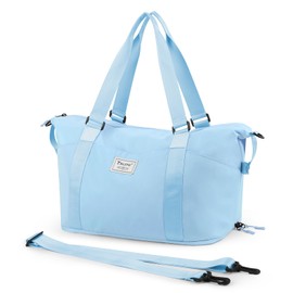 BALEINE - Bolsa de viaje para mujer, bolsa de lona para gimnasio con compartimentos húmedos y correa para el hombro, Azul/claro