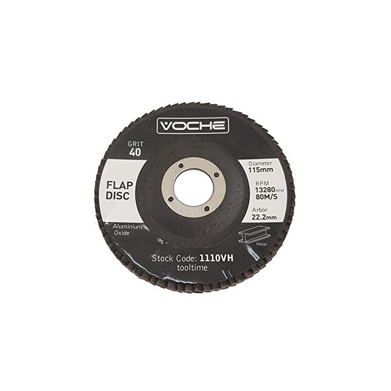 10 Pack of Voche® 115mm 40 Grit Aluminium Oxide Flap