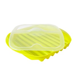 Microwave Bacon Cooker with Cover, Safety, Quick and with No Mess, Microwave Bacon Tray with Lid Make Crispy Bacon in few Minutes (green)