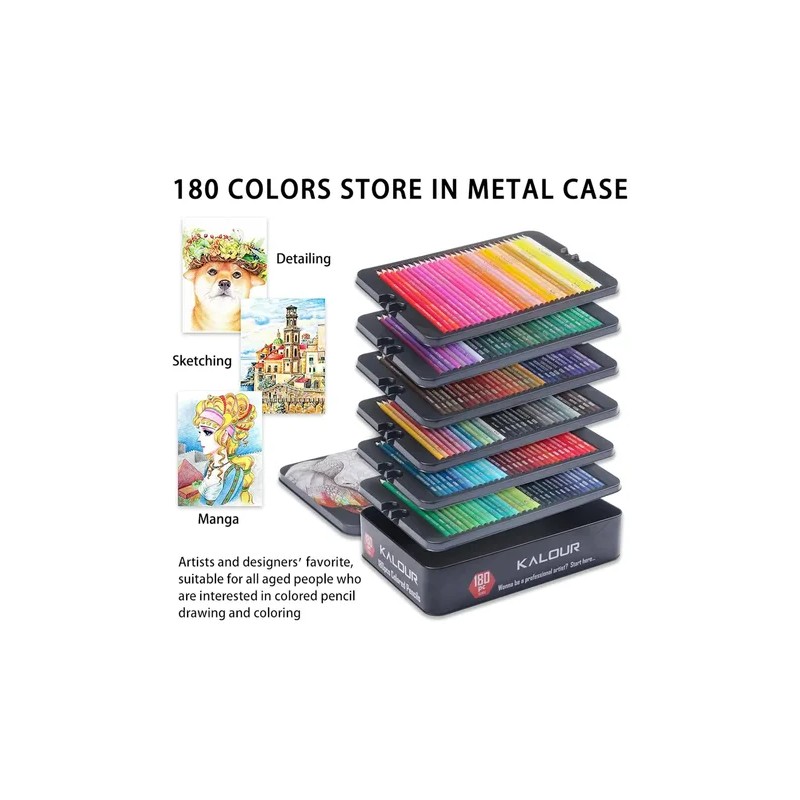 Set 180 Lápices De Dibujo De Colores Metálicos Grafito Kalou