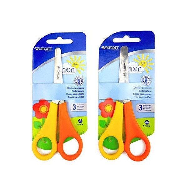 Westcott Children's Scissors - 5"/13cm - Left Handed - Yellow and Orange - Pack of 2 Pairs