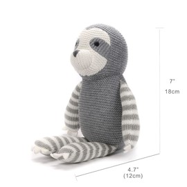 FLUFFYFUN Organic Baby Toys Grey Sloth Stuffed Animal 7.1"