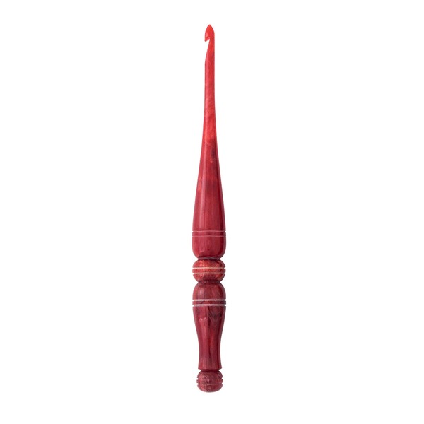 Ommi Ergonomic Handle Crochet Hooks | Handcrafted 7’’ Red Swirl