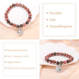 GBTBYS Teacher Gifts for Women, Teacher Appreciation Gifts, End of The Year Thank You Teachers Gifts from Student, Natural Stone Teacher Apple Bracelets, Redbean