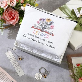 Xuniea Leaving Gift Teacher Thank You Gift with Printed Cosmetic Bag Teacher Farewell Keyring Thank You Bookmark Teacher for Graduation Party Graduation Gift