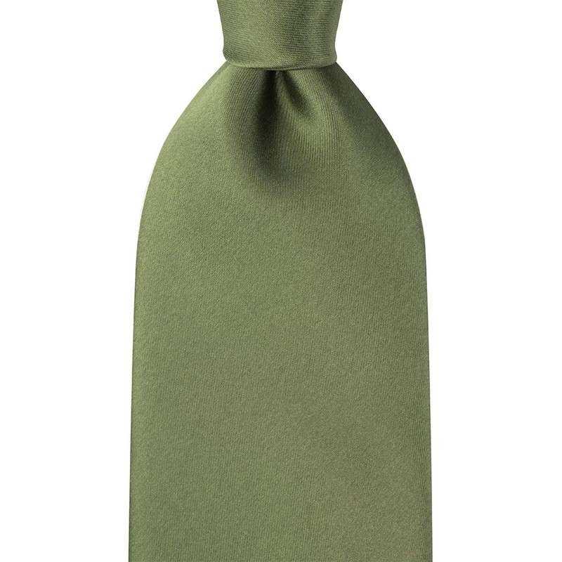 KissTies Boys Tie Olive Green Satin Solid Necktie For Kids