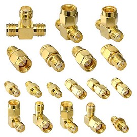 YOTENKO SMA Adapter Kit 18PCS SMA Connectors Kit SMA to RP SMA Adapter, SMA Male to Female to RP-SMA Male to Female Adapter,SMA Coupler Straight 90 Degree RF Coax Adapter 50 Ohm
