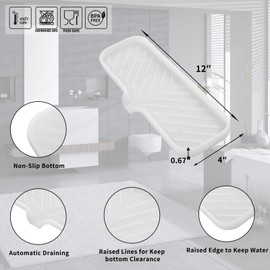 MicoYang Silicone Bathroom Soap Dishes with Drain Spout-Bathroom and Kitchen Sink Organizer,Sponge Holder,Dish Soap Tray,Perfect for Dispenser,Scrubber,Bottle,Cup on Sink or Counter-Translucent 12"×4"