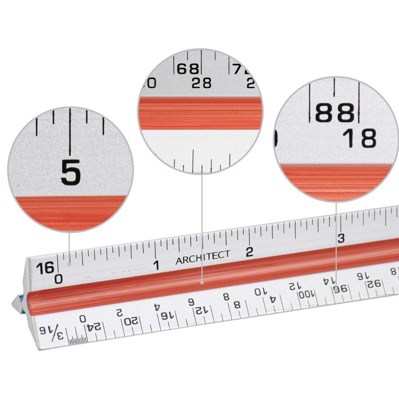 Nicunom 3 Pack Architectural Scale Ruler, 12" Triangular Architect Scale