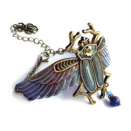 Mystical Protection Egyptian Winged Scarab Beetle Amulet Cuff Bracelet with Sparkling Crystal Rhinestone Boho Jewelry for Women