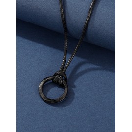 JSDDE Viking Rune Necklace for Men Women, Mobius Pendant Necklace Punk PU Leather Chain, Men's Chain, Viking Jewellery for Birthday, Valentine's Day (Black), Stainless Steel Faux Leather, No Gemstone
