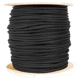Theater Cord - Unglazed - 1/4 Inch - 100 Feet - Multipurpose Utility Line - Black Cotton Shade Cord