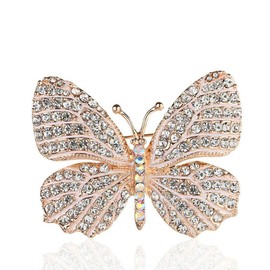 Belons Elegant Ladies Girls Butterfly Brooch Pin Alloy Rhinestone Jewellery Brooch Safety Pin Pin Black/White, Metal, Crystal
